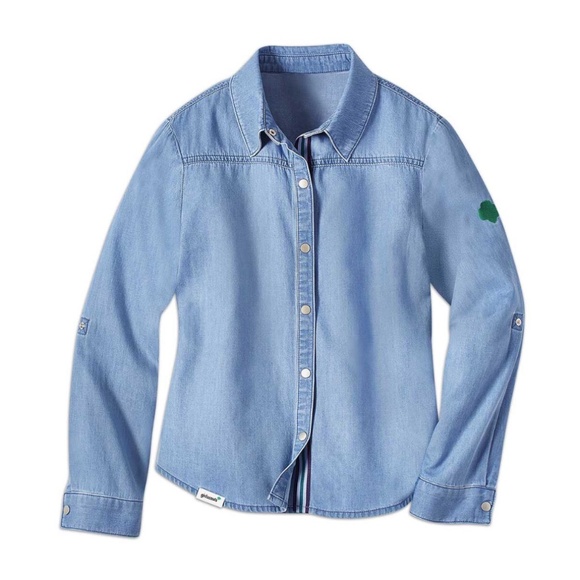 Girl Scout Junior Chambray Shirt Size L Large - Picture 2 of 7